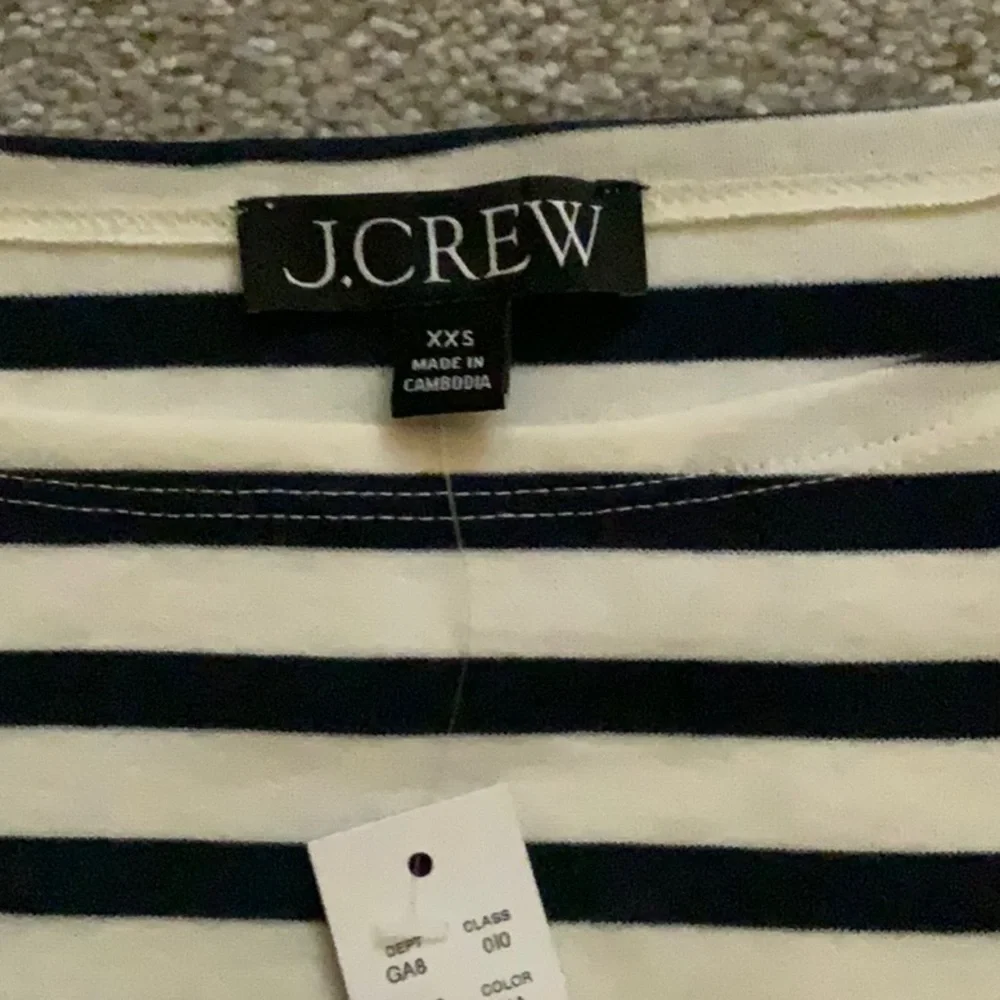 J.Crew Stripes Top With Feather Accents XXS NWT - Picture 4 of 6